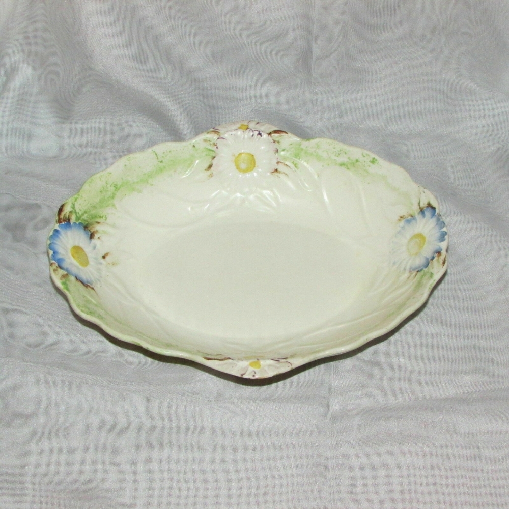 James Kent Fenton Antique Oval Fruit Bowl Daisies 1156 Centerpiece Cottagecore